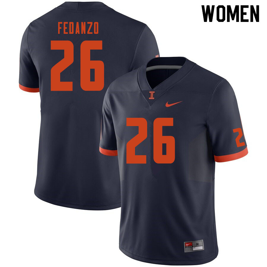 Women #26 Nick Fedanzo Illinois Fighting Illini College Football Jerseys-Navy
